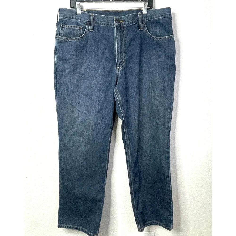 Carhartt Jeans Men’s Relaxed Fit Blue‎ Denim Workwear Straight Leg USA 38X30